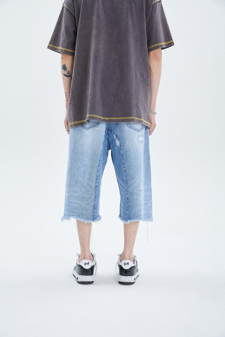 Skeleton Washed denim shorts (blue)