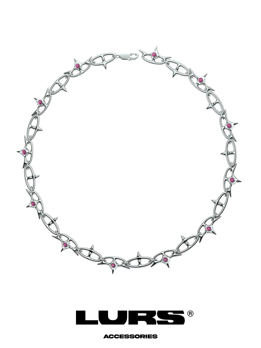 LURS Abstract Butterfly With Barbed Diamond Necklace