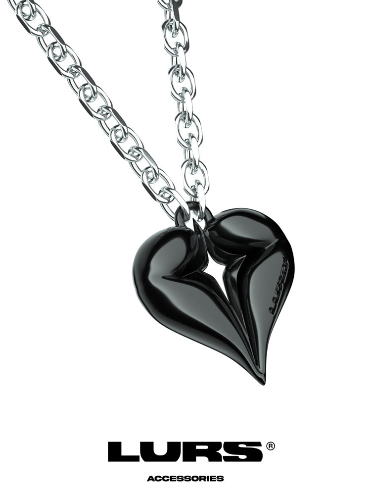 LURS Black Frosted Cross Star Skeleton Heart Necklace