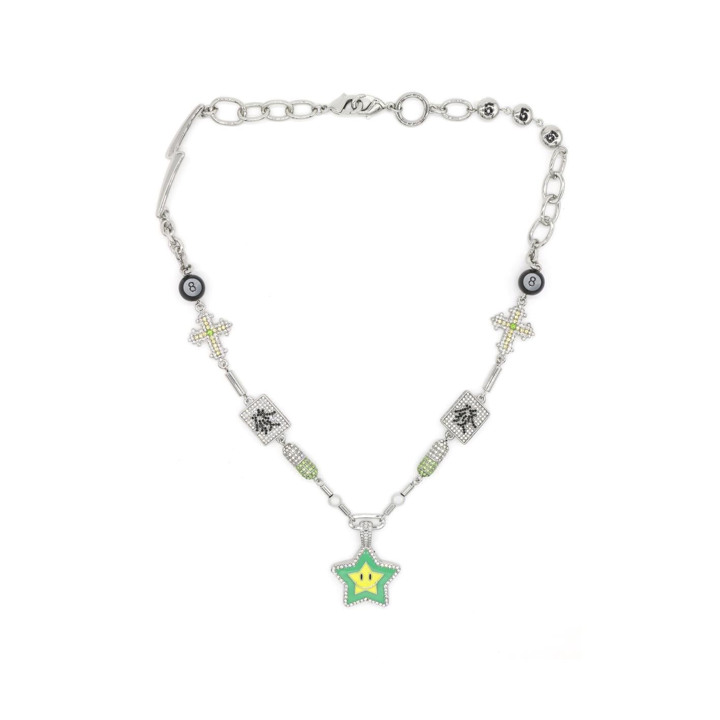 Star Smiley Cross Capsule Mahjong Diamond Necklace