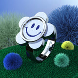 LURS Blue smiley flower ring